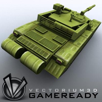 3D Model of Game-ready model of modern Chinese main battle tank ZTZ99 (Type 99) with two RGB textures: 1024x1024 for tank and 1024x512 for track and wheels. - 3D Render 5